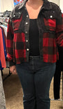 Buffalo Plaid Cord Sequin Shacket (XL, 2X)