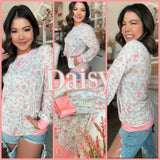 Pink Floral Long Sleeve Top (M-3X)