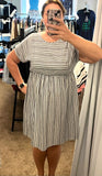 Dolman Sleeve Striped Dress - Denim/Ivory (1X-3X)