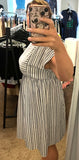 Dolman Sleeve Striped Dress - Denim/Ivory (1X-3X)
