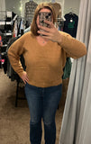 V-Neck Pullover Sweater - Honey (M, L)