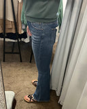 High Rise Step Hem Flare Jeans