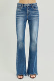 High Rise Step Hem Flare Jeans