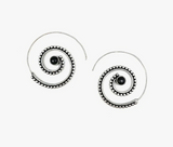 Black Onyx Silver Dots Open Hoop