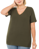 V-Neck Tee - Mocha 3X