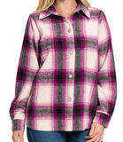 Plaid Shacket - Magenta (XL)