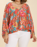 Floral Blouse - Tangerine (XL)