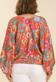 Floral Blouse - Tangerine (XL)
