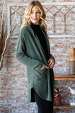 Ribbed Hooded Cardigan - Olive (S, 3X)