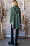 Ribbed Hooded Cardigan - Olive (S, 3X)