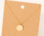 Etched Mountain Coin Pendant Necklace - Gold