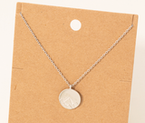 Etched Mountain Coin Pendant Necklace - Gold
