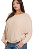 Ribbed Batwing Boatneck Sweater - Multiple Colors (S-3X)