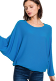 Ribbed Batwing Boatneck Sweater - Multiple Colors (S-3X)