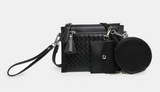 Woven Crossbody Wallet w/ Pouches - Black