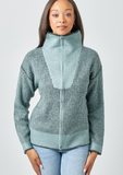 Ribbed Full Zip Sweater - Mint (S, M)