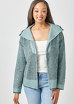 Ribbed Full Zip Sweater - Mint (S, M)