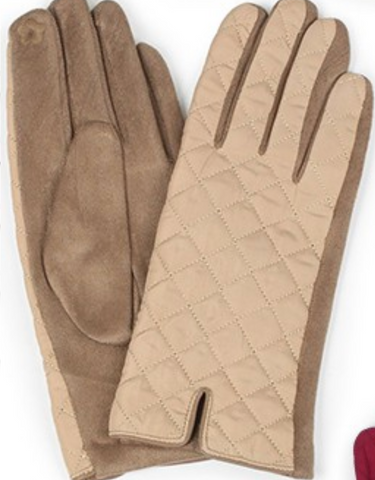 Quilted Gloves - Beige