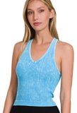 Ribbed Racerback Bra-Cupped Tank - Multiple Colors (S/M, L/XL)