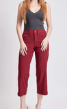 Wide Leg Cropped Pants - Red (M)