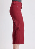 Wide Leg Cropped Pants - Red (M)