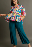 Floral 3/4 Sleeve Blouse (XL-2XL)