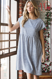 Dolman Sleeve Striped Dress - Denim/Ivory (1X-3X)