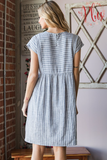 Dolman Sleeve Striped Dress - Denim/Ivory (1X-3X)