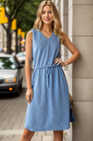 Ribbed Tank Dress - Charcoal (S-L) Sky Blue (1X-3X)
