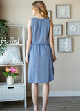 Ribbed Tank Dress - Charcoal (S-L) Sky Blue (1X-3X)