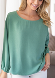 Bubble Woven Top - Sage (S-L, 1X-3X)