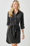 Acid Wash Dress - Black (S, L)