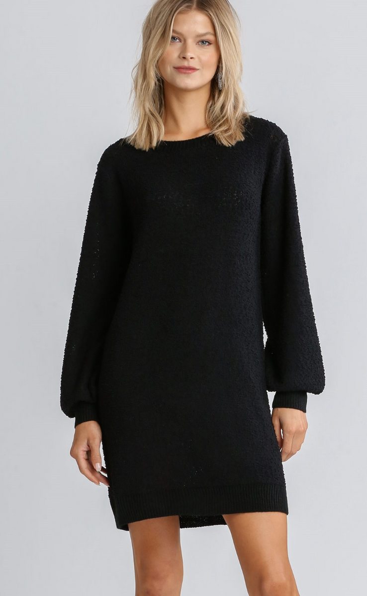 Sweater Dress - Black (M, XL, 2X) Split Branch Sweater Dress - Black (M, XL, 2X) Split Branch