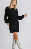 Sweater Dress - Black (S, M, XL-2X)