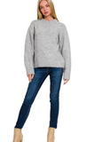 Round Neck Sweater - Heather Gray, Teal or Cream (S-L)