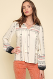 Boho Border Print Blouse (S, M)