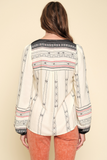 Boho Border Print Blouse (S, M)