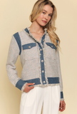 Denim Trimmed Tweed Jacket (S-L)