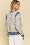Denim Trimmed Tweed Jacket (S-L)