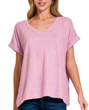Hacci Melange Short Sleeve V-Neck Tee - Multiple Colors (S-L)