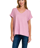 Hacci Melange Short Sleeve V-Neck Tee - Multiple Colors (S-L)