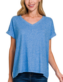 Hacci Melange Short Sleeve V-Neck Tee - Multiple Colors (S-L)