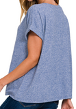 Hacci Melange Short Sleeve V-Neck Tee - Multiple Colors (S-L)