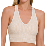Ribbed Racerback Cropped Cami - Sand Beige (S/M or L/XL)