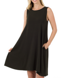 Sleeveless Flared Dress - Black (S-XL)