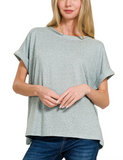 Hacci Melange Round Neck Short Sleeve Tee - Multiple Colors (S-L)