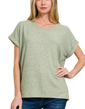 Hacci Melange Round Neck Short Sleeve Tee - Multiple Colors (S-L)