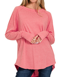 Oversized Raglan Long Sleeve Cotton Tee (S, M, XL)