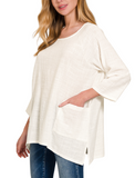 Long Gauze 3/4 Sleeve Top - Ivory (S, XL)