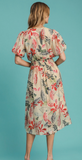Leaf Print Midi Dress - Print on Cream (S-L)